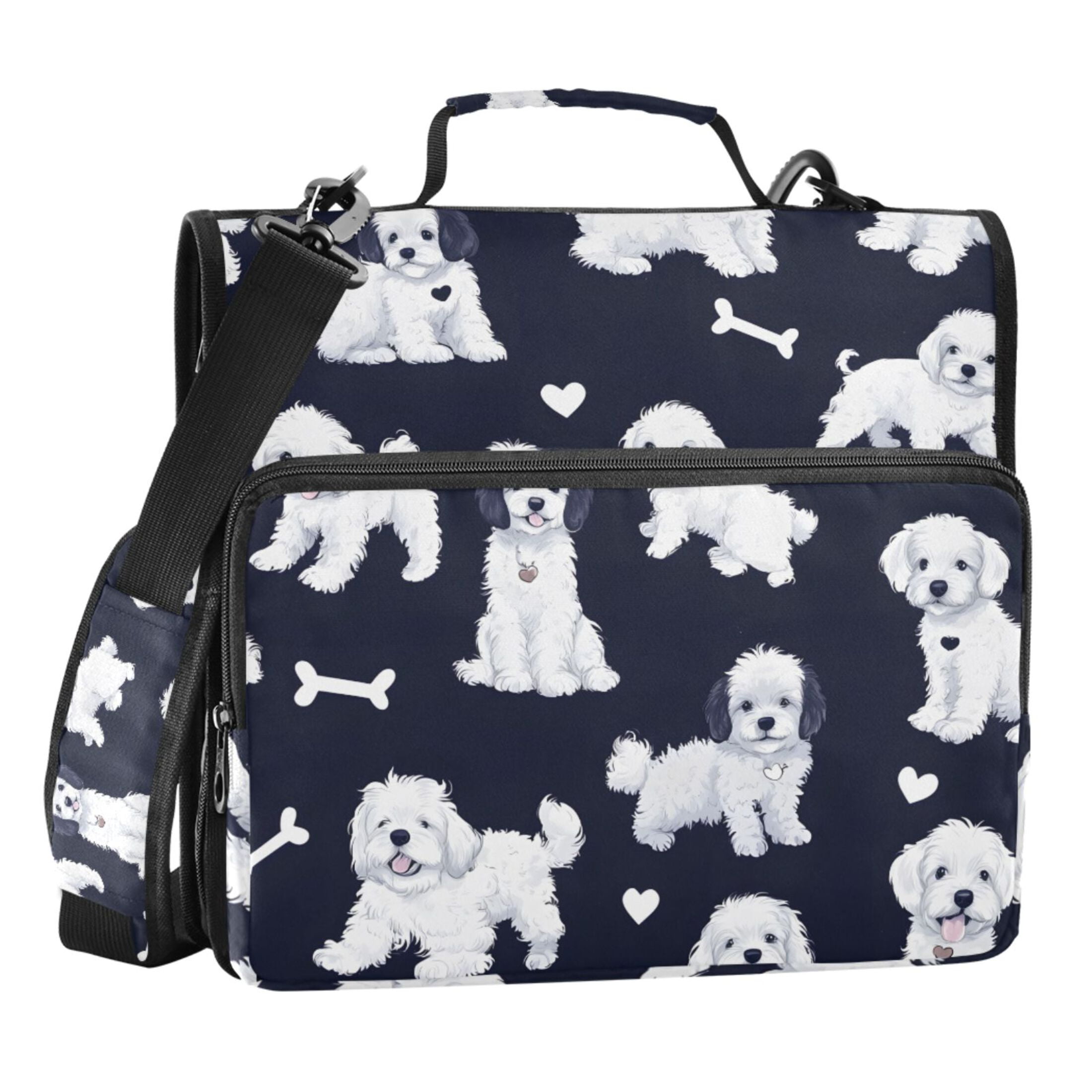 ALAZA Zipper Binder Puppy Bones 3 Ring Trapper Keeper File Folder Organizer Bag