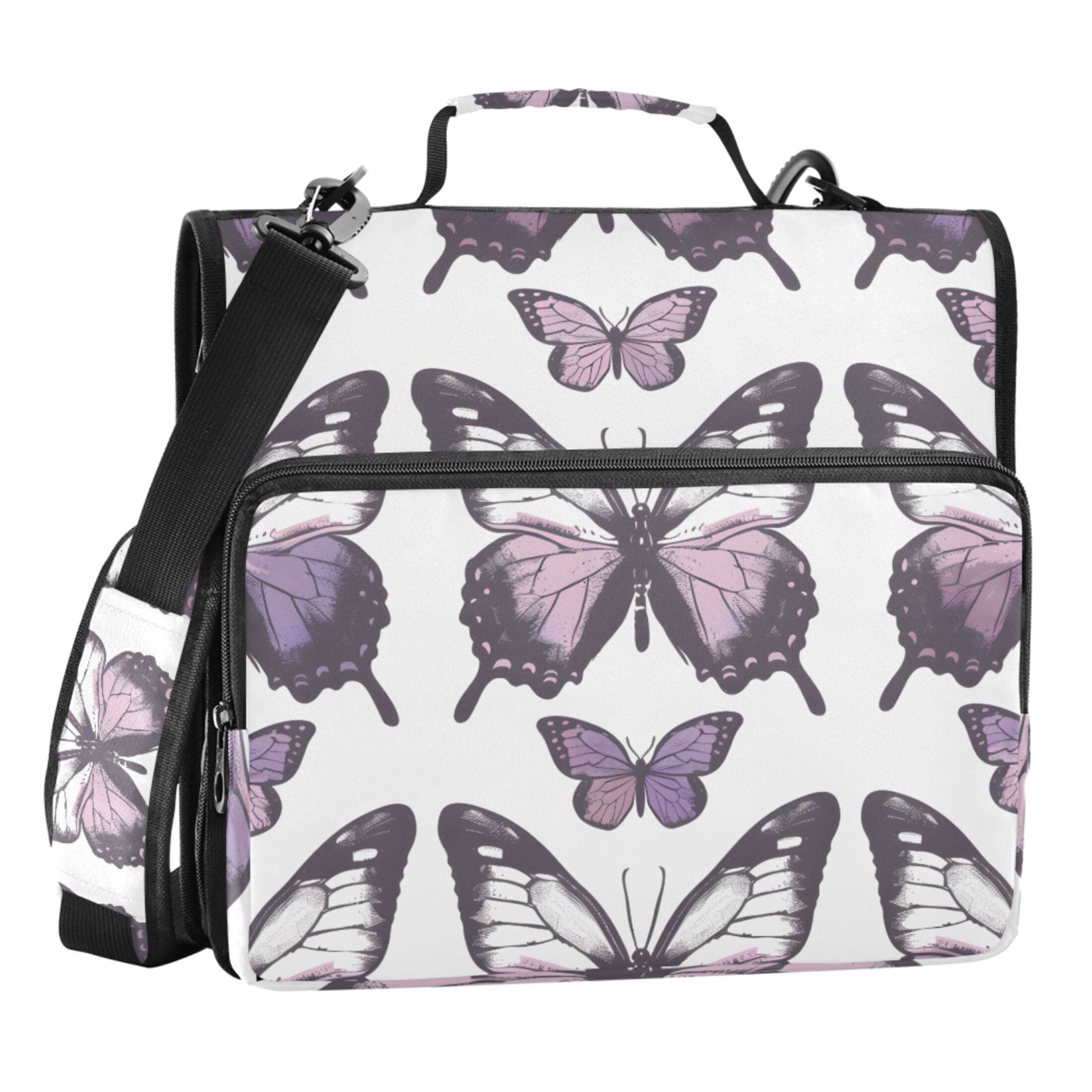 ALAZA Zipper Binder Purple Butterfly 3 Ring Trapper Keeper File Folder ...