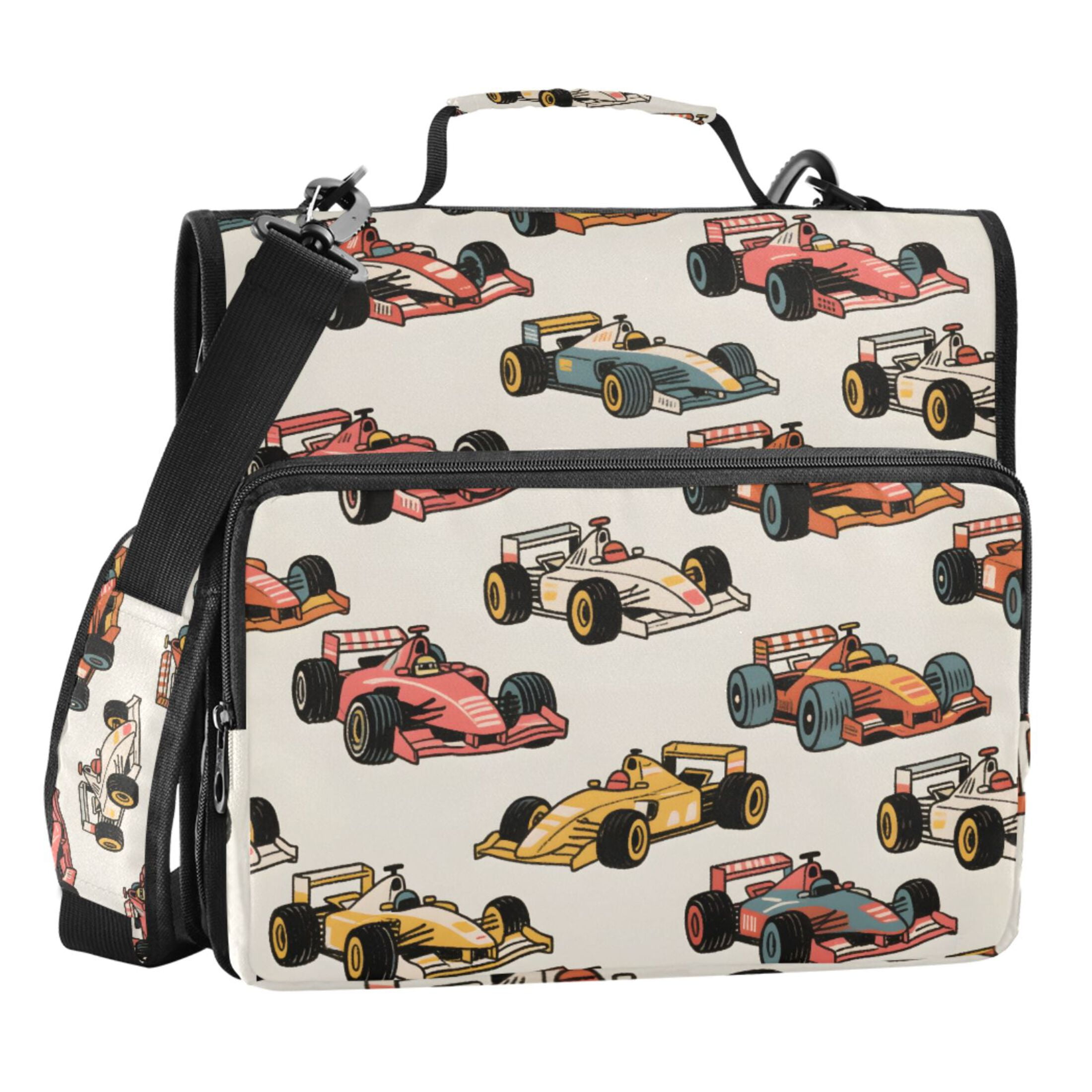 ALAZA Zipper Binder Racing Cars 3 Ring Trapper Keeper File Folder Organizer Bag
