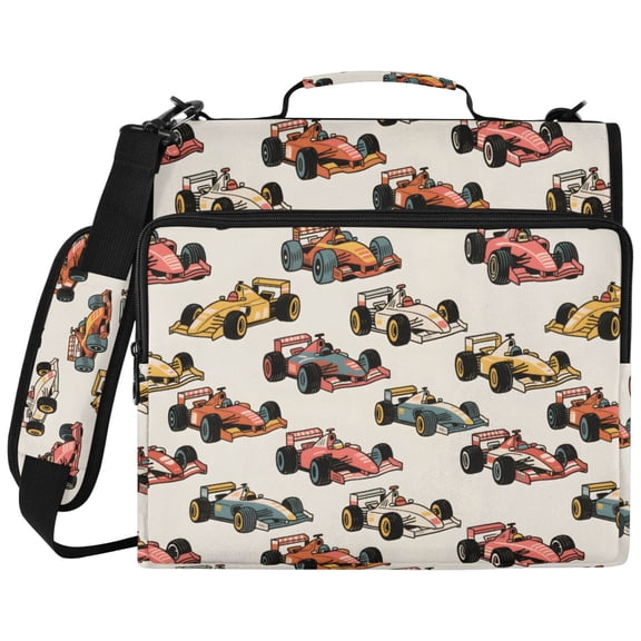 ALAZA Zipper Binder Racing Cars Pattern 2 inch 3 Ring 500 Sheet Capacity Trapper Keeper File Folder Organizer Bag