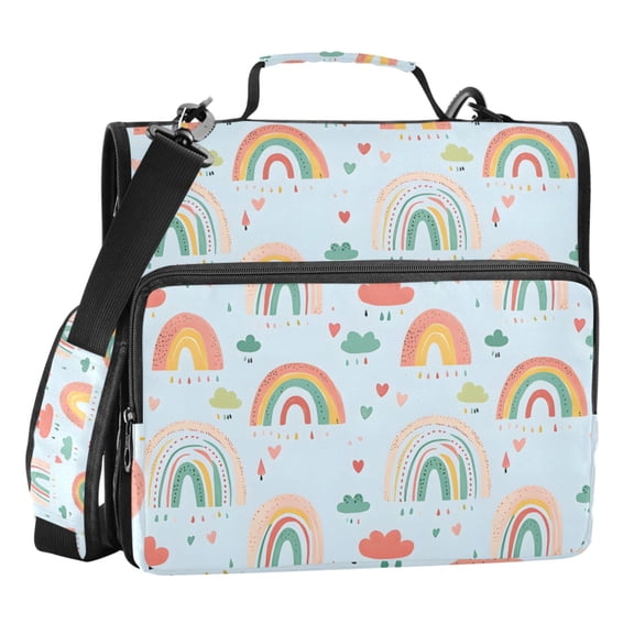 ALAZA Zipper Binder Rainbow Cartoon Cloud 3 Ring Trapper Keeper File Folder Organizer Bag