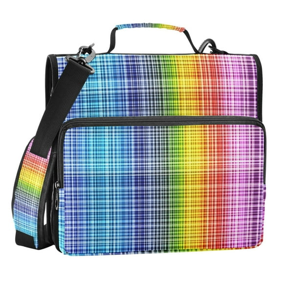 ALAZA Zipper Binder Rainbow Checkered 3 Ring Trapper Keeper File Folder Organizer Bag