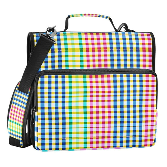 ALAZA Zipper Binder Rainbow Checkered 3 Ring Trapper Keeper File Folder Organizer Bag