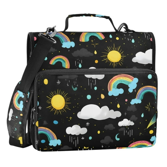 ALAZA Zipper Binder Rainbow Cute Rainy 3 Ring Trapper Keeper File Folder Organizer Bag