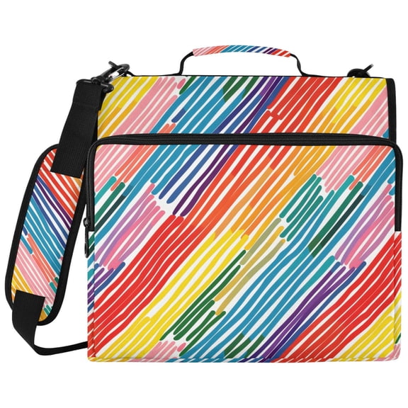 ALAZA Zipper Binder Rainbow Geometric Stripes Pattern 2 inch 3 Ring 500 Sheet Capacity Trapper Keeper File Folder Organizer Bag