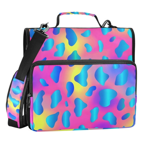 ALAZA Zipper Binder Rainbow Leopard 3 Ring Trapper Keeper File Folder Organizer Bag