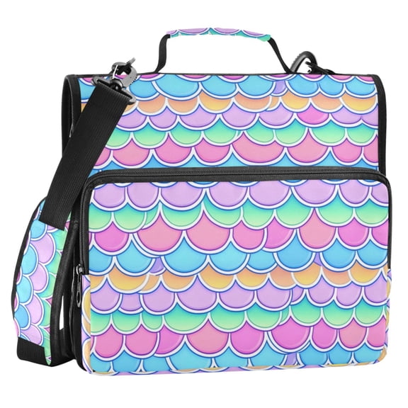 ALAZA Zipper Binder Rainbow Mermaid Scales 2 in 3 Ring Trapper Keeper 500 Sheet Capacity File Folder Organizer Bag