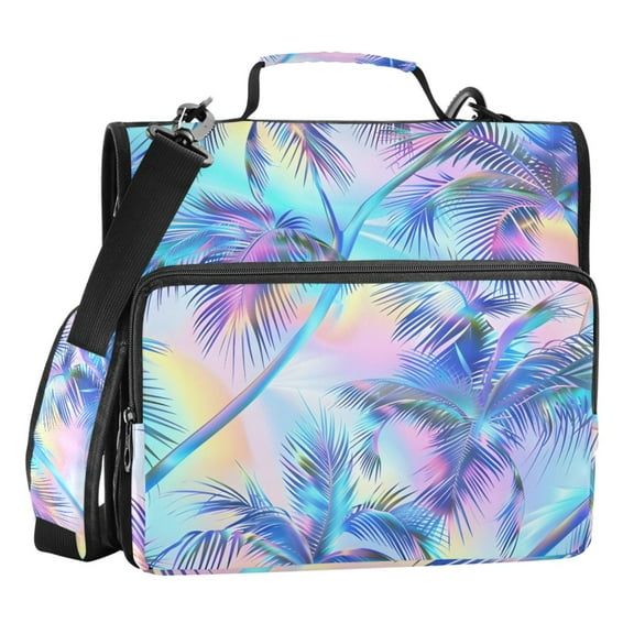 ALAZA Zipper Binder Rainbow Pattern Plam Trees 3 Ring Trapper Keeper File Folder Organizer Bag