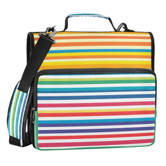 ALAZA Zipper Binder Rainbow Stripes 3 Ring Trapper Keeper File Folder Organizer Bag