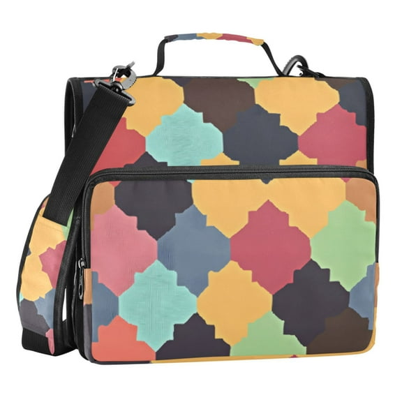 ALAZA Zipper Binder Retro Art Geometric 3 Ring Trapper Keeper File Folder Organizer Bag