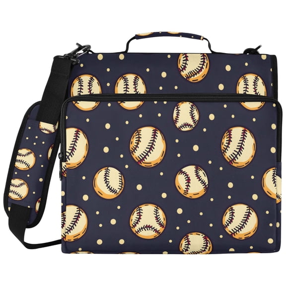 ALAZA Zipper Binder Retro Baseball Pattern 2 inch 3 Ring 500 Sheet Capacity Trapper Keeper File Folder Organizer Bag