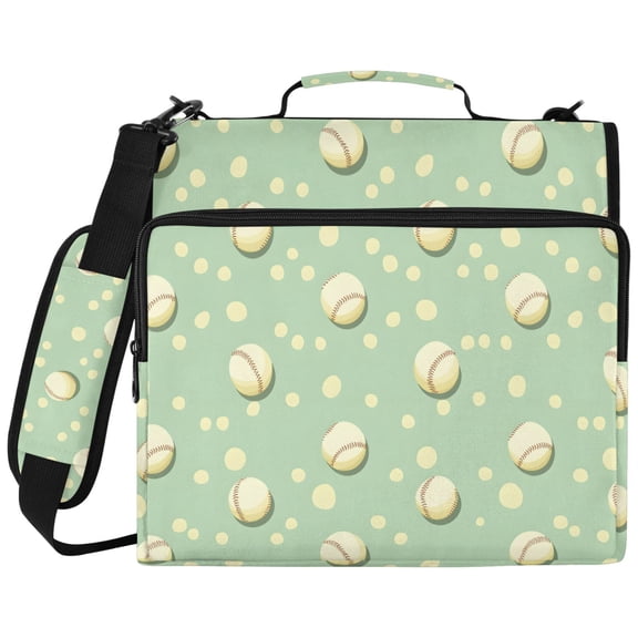 ALAZA Zipper Binder Retro Baseball Polka Dots Pattern 2 inch 3 Ring 500 Sheet Capacity Trapper Keeper File Folder Organizer Bag