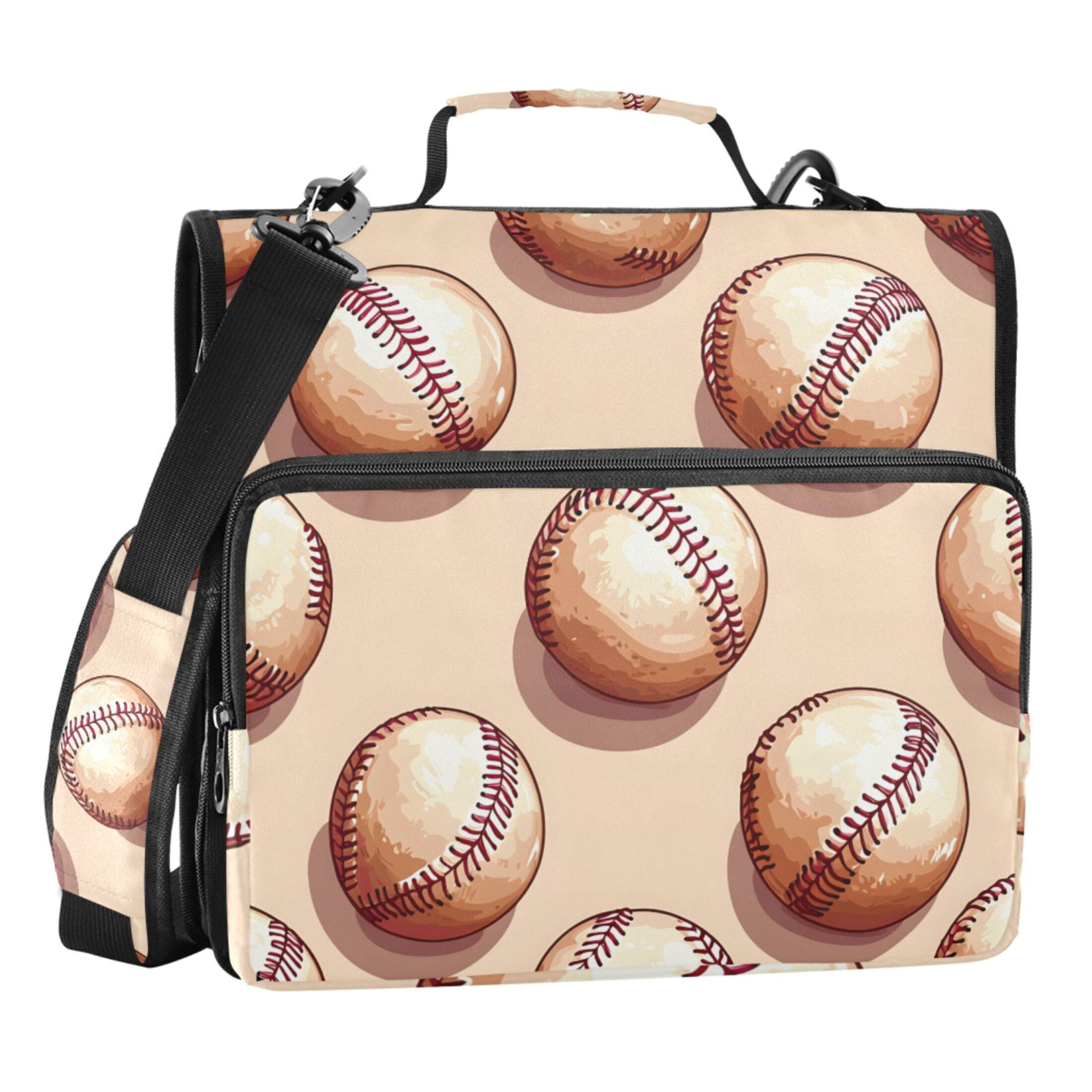 ALAZA Zipper Binder Retro Baseballs 3 Ring Trapper Keeper File Folder Organizer Bag