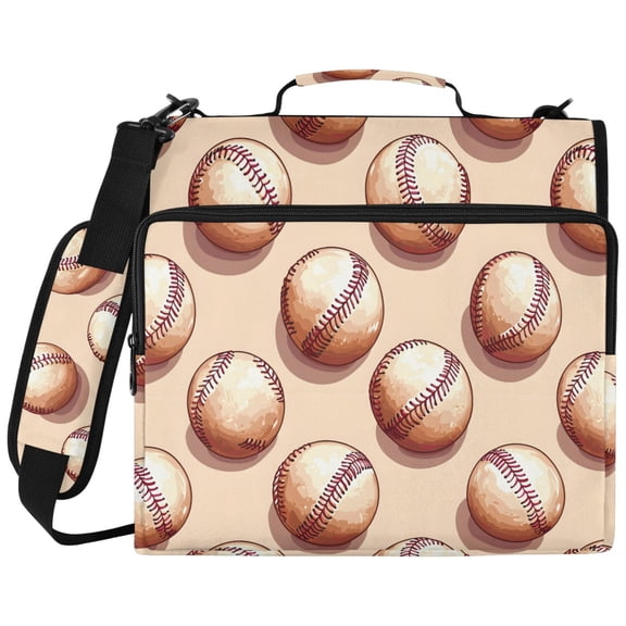 ALAZA Zipper Binder Retro Baseballs Pattern 2 inch 3 Ring 500 Sheet Capacity Trapper Keeper File Folder Organizer Bag