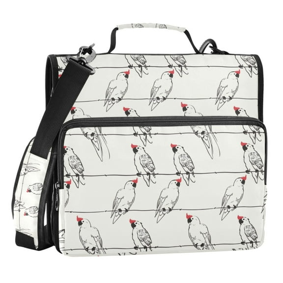 ALAZA Zipper Binder Retro Birds on Line 3 Ring Trapper Keeper File Folder Organizer Bag