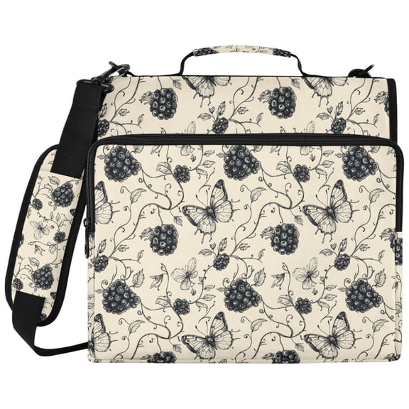 ALAZA Zipper Binder Retro Butterfly Grapes Pattern 2 inch 3 Ring 500 Sheet Capacity Trapper Keeper File Folder Organizer Bag