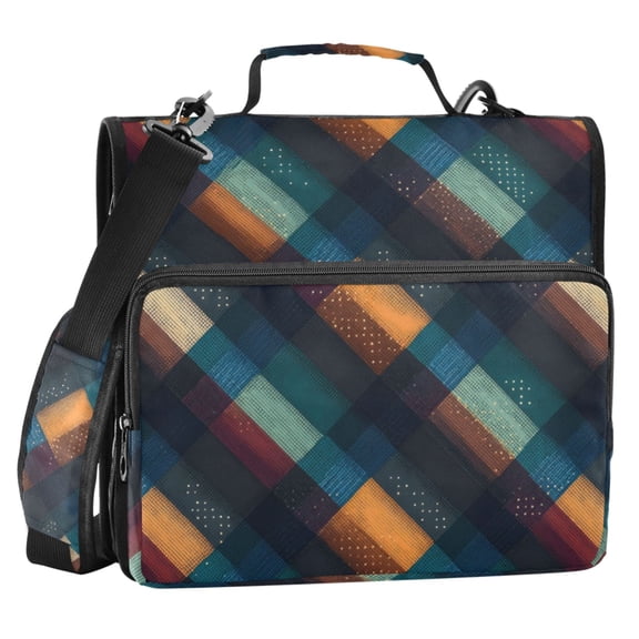 ALAZA Zipper Binder Retro Checkered 2 in 3 Ring Trapper Keeper 500 Sheet Capacity File Folder Organizer Bag