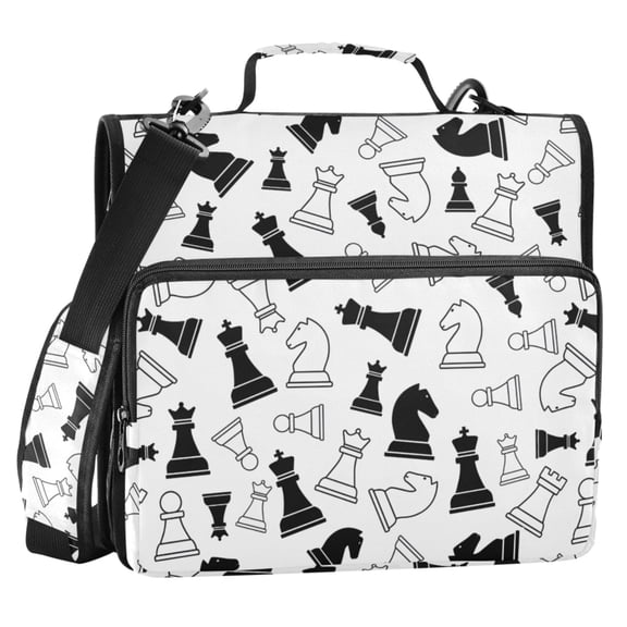 ALAZA Zipper Binder Retro Chess 2 in 3 Ring Trapper Keeper 500 Sheet Capacity File Folder Organizer Bag