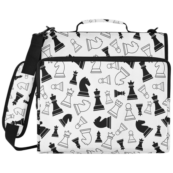 ALAZA Zipper Binder Retro Chess Pattern 2 inch 3 Ring 500 Sheet Capacity Trapper Keeper File Folder Organizer Bag