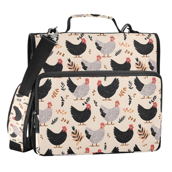 ALAZA Zipper Binder Retro Chicken Leaves 3 Ring Trapper Keeper File Folder Organizer Bag