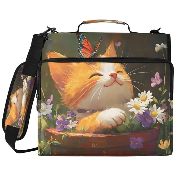 ALAZA Zipper Binder Retro Cute Cat Pattern 2 inch 3 Ring 500 Sheet Capacity Trapper Keeper File Folder Organizer Bag