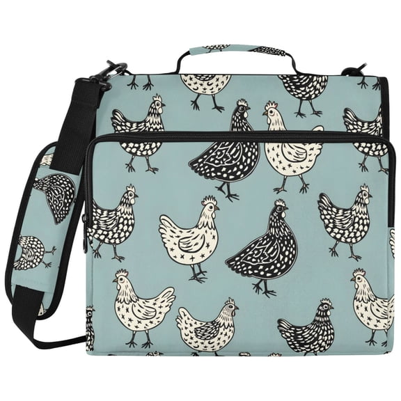 ALAZA Zipper Binder Retro Cute Chickens Pattern 2 inch 3 Ring 500 Sheet Capacity Trapper Keeper File Folder Organizer Bag
