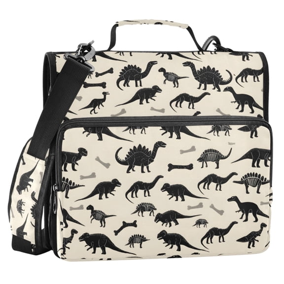 ALAZA Zipper Binder Retro Dinosaurs 2 in 3 Ring Trapper Keeper 500 Sheet Capacity File Folder Organizer Bag