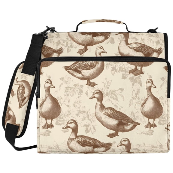 ALAZA Zipper Binder Retro Ducks Pattern 2 inch 3 Ring 500 Sheet Capacity Trapper Keeper File Folder Organizer Bag