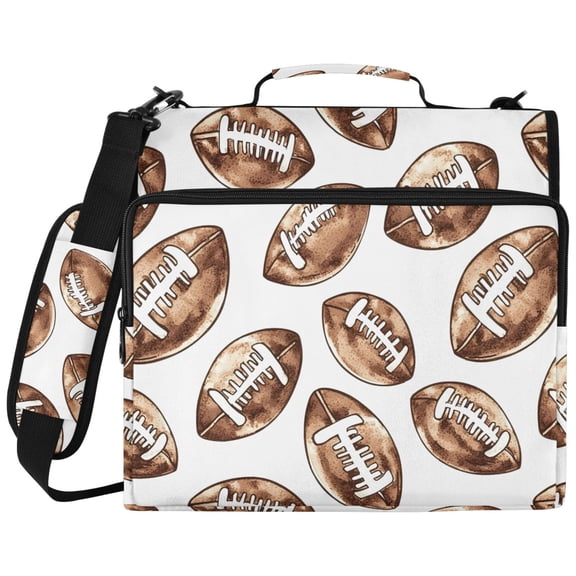 ALAZA Zipper Binder Retro Football Pattern 2 inch 3 Ring 500 Sheet Capacity Trapper Keeper File Folder Organizer Bag