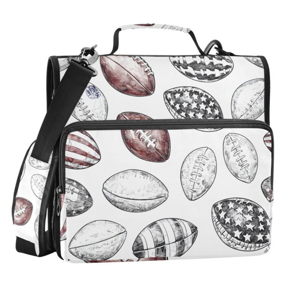 ALAZA Zipper Binder Retro Football Rugby 3 Ring Trapper Keeper File Folder Organizer Bag