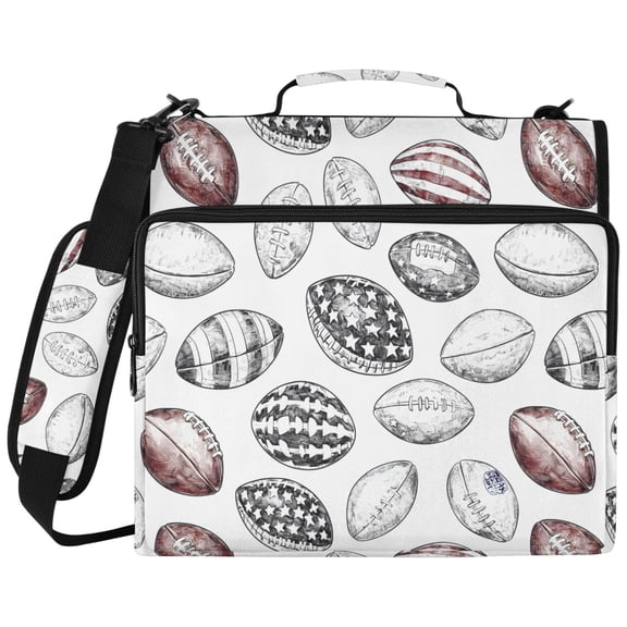 ALAZA Zipper Binder Retro Football Rugby Pattern 2 inch 3 Ring 500 Sheet Capacity Trapper Keeper File Folder Organizer Bag