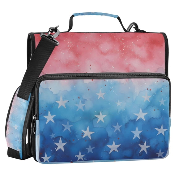ALAZA Zipper Binder Retro Gradient Stars 2 in 3 Ring Trapper Keeper 500 Sheet Capacity File Folder Organizer Bag