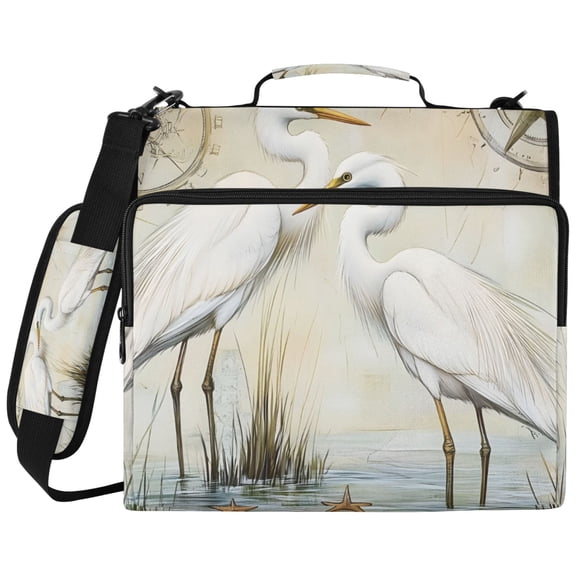 ALAZA Zipper Binder Retro Heron Couples Pattern 2 inch 3 Ring 500 Sheet Capacity Trapper Keeper File Folder Organizer Bag
