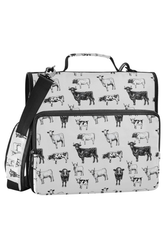 Zipper Binder Retro Highland Cows 2 in 3 Ring Trapper Keeper 500 Sheet Capacity File Folder Organizer Bag