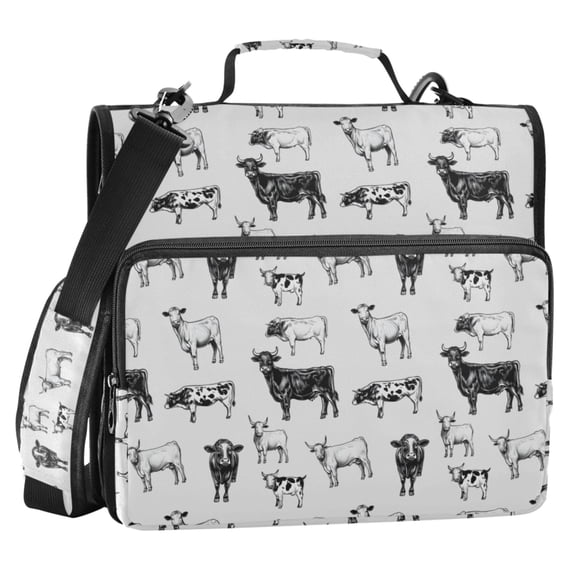 ALAZA Zipper Binder Retro Highland Cows 2 in 3 Ring Trapper Keeper 500 Sheet Capacity File Folder Organizer Bag