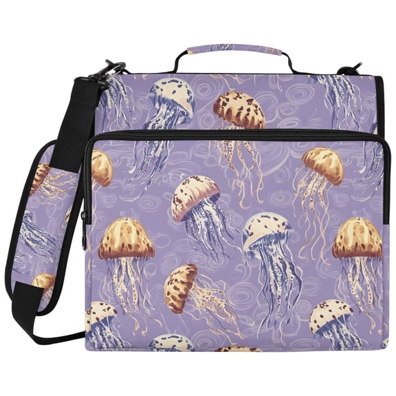 ALAZA Zipper Binder Retro Jellyfish Pattern 2 inch 3 Ring 500 Sheet Capacity Trapper Keeper File Folder Organizer Bag