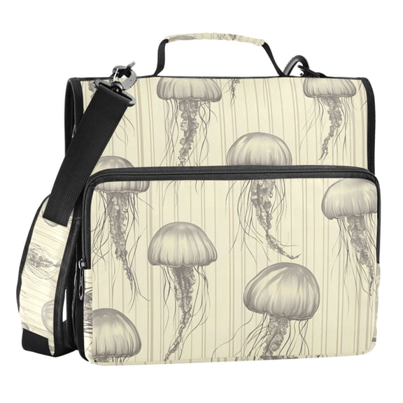 ALAZA Zipper Binder Retro Jellyfish Stripes 3 Ring Trapper Keeper File Folder Organizer Bag