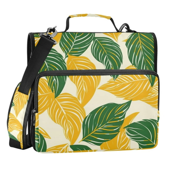 ALAZA Zipper Binder Retro Leaf 3 Ring Trapper Keeper File Folder Organizer Bag