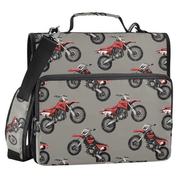 ALAZA Zipper Binder Retro Motorcycle 2 in 3 Ring Trapper Keeper 500 Sheet Capacity File Folder Organizer Bag