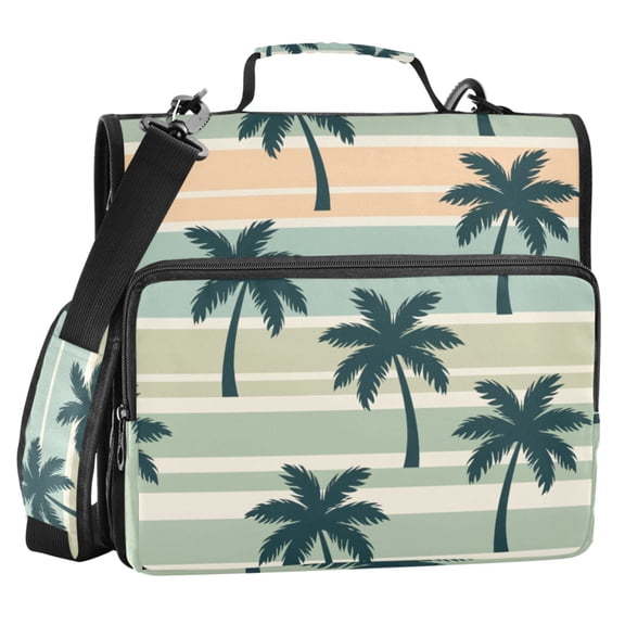ALAZA Zipper Binder Retro Palm Tree 2 in 3 Ring Trapper Keeper 500 Sheet Capacity File Folder Organizer Bag