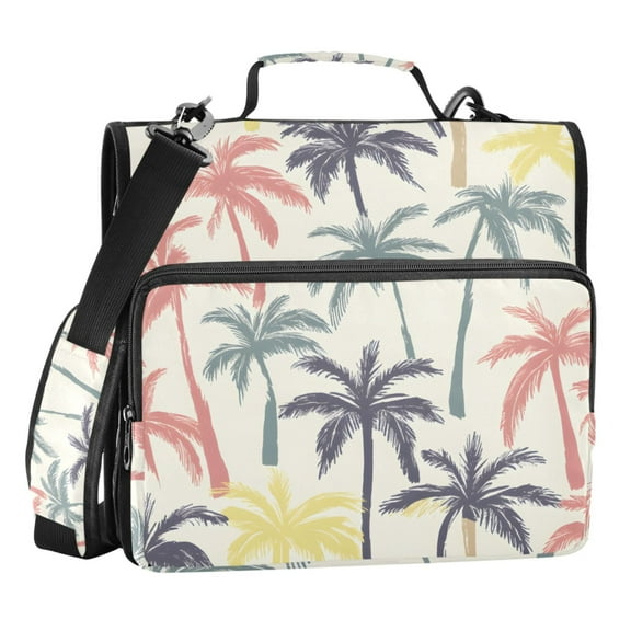 ALAZA Zipper Binder Retro Palm Trees 3 Ring Trapper Keeper File Folder Organizer Bag