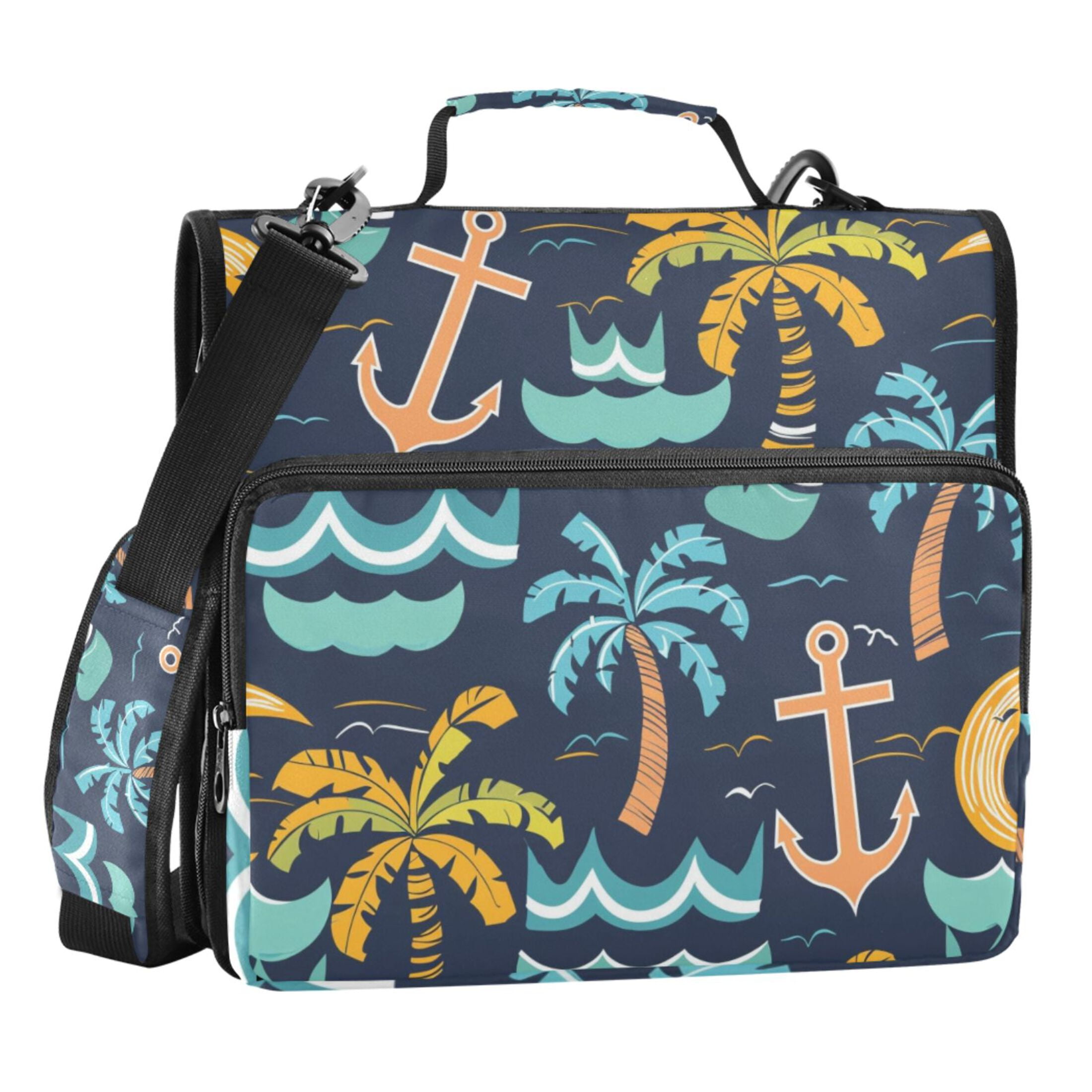 ALAZA Zipper Binder Retro Palm Trees and Spear 3 Ring Trapper Keeper File Folder Organizer Bag