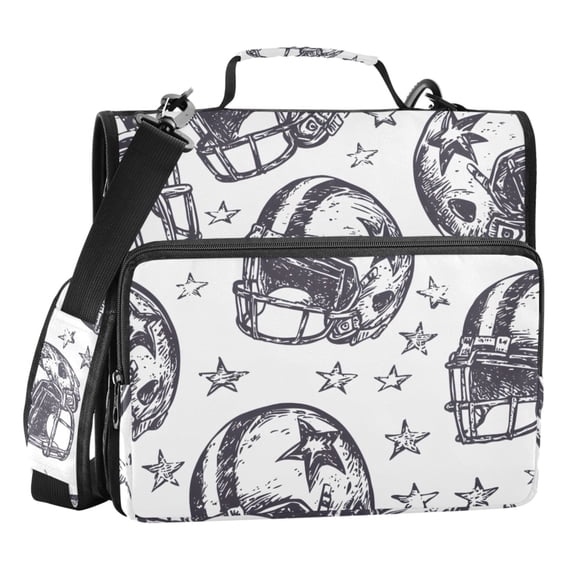 ALAZA Zipper Binder Retro Rugby Football 3 Ring Trapper Keeper File Folder Organizer Bag