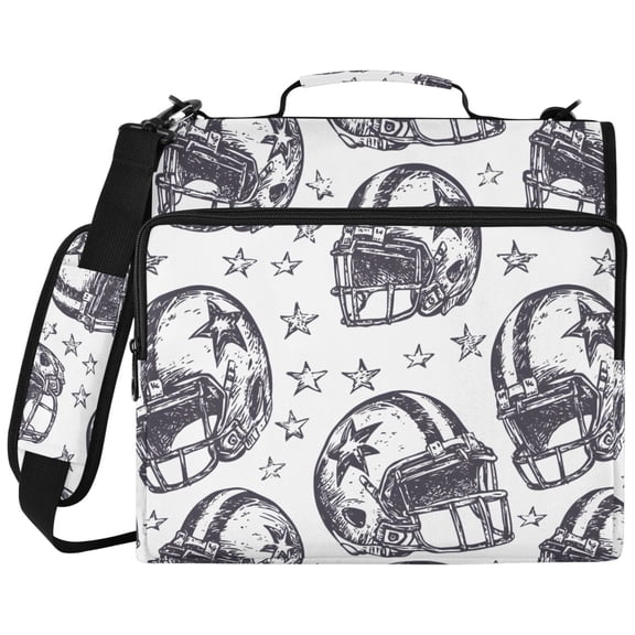 ALAZA Zipper Binder Retro Rugby Football Pattern 2 inch 3 Ring 500 Sheet Capacity Trapper Keeper File Folder Organizer Bag