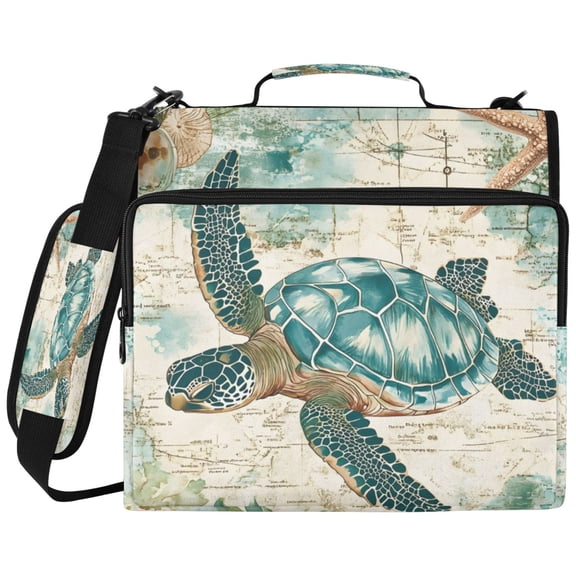 ALAZA Zipper Binder Retro Sea Turtle Pattern 2 inch 3 Ring 500 Sheet Capacity Trapper Keeper File Folder Organizer Bag