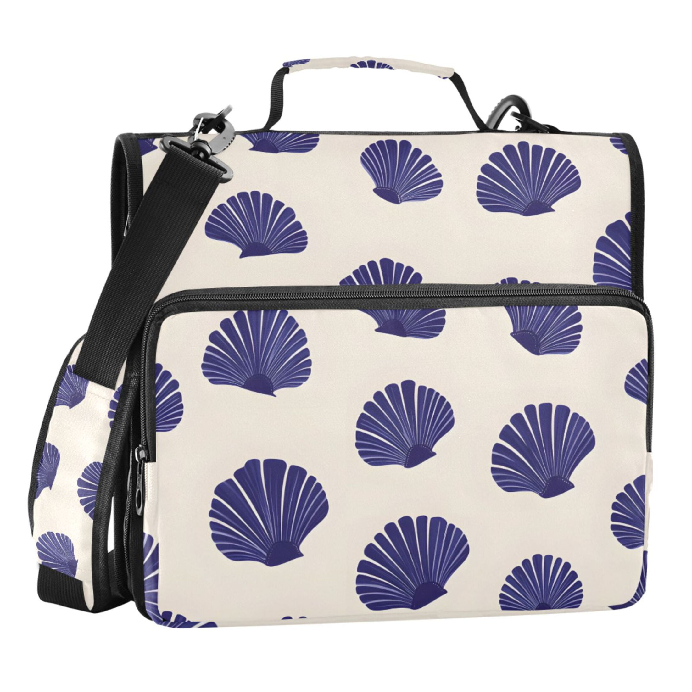 ALAZA Zipper Binder Retro Seashells 3 Ring Trapper Keeper File Folder Organizer Bag