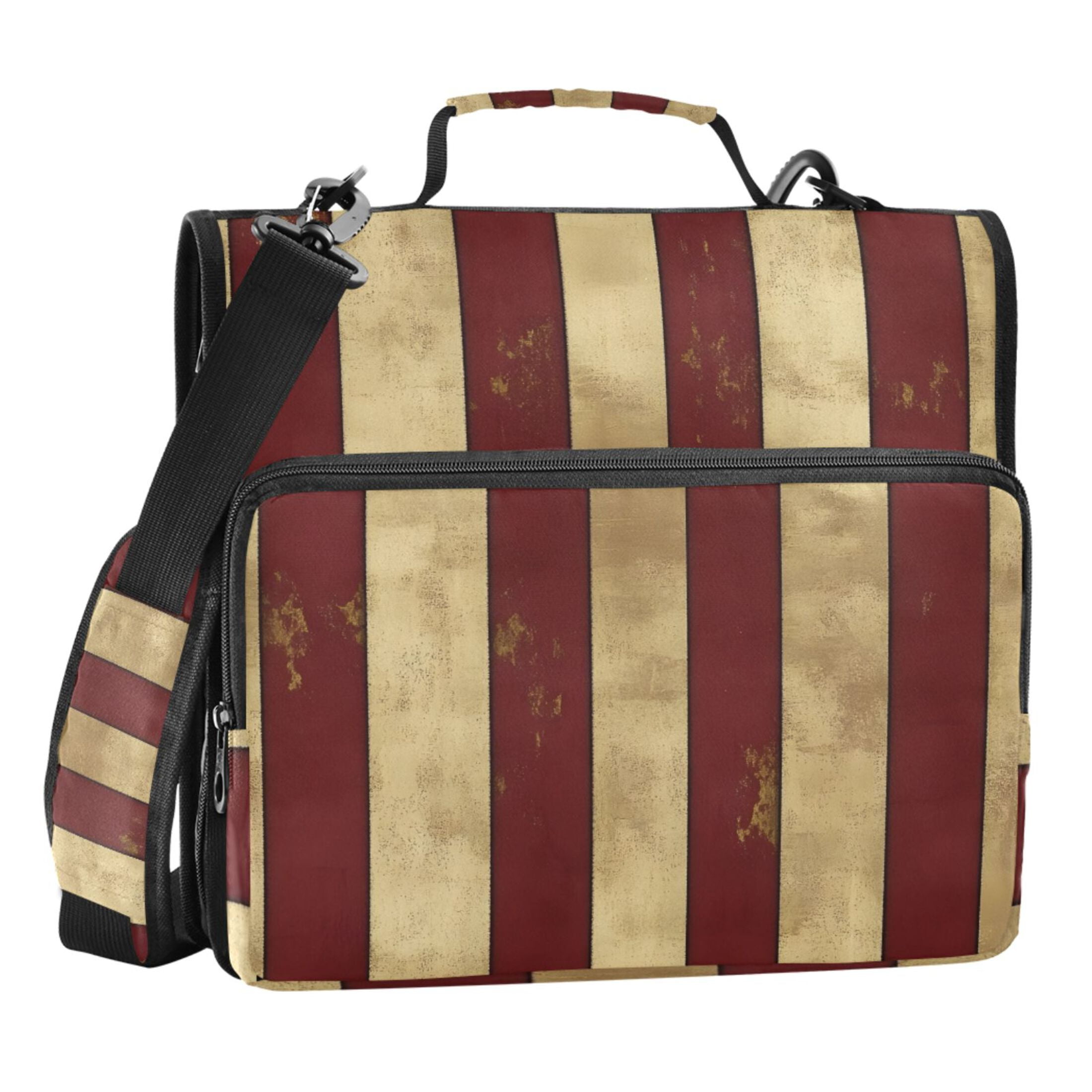 ALAZA Zipper Binder Retro Stripes 3 Ring Trapper Keeper File Folder Organizer Bag