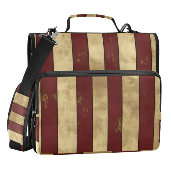 ALAZA Zipper Binder Retro Stripes 3 Ring Trapper Keeper File Folder Organizer Bag