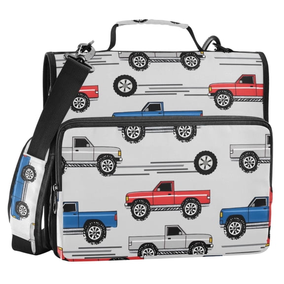 ALAZA Zipper Binder Retro Trucks Vehicles 2 in 3 Ring Trapper Keeper 500 Sheet Capacity File Folder Organizer Bag