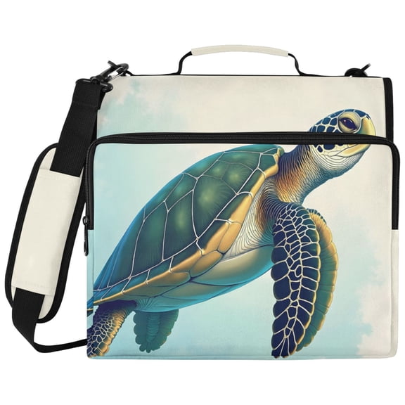ALAZA Zipper Binder Retro Turtle Pattern 2 inch 3 Ring 500 Sheet Capacity Trapper Keeper File Folder Organizer Bag